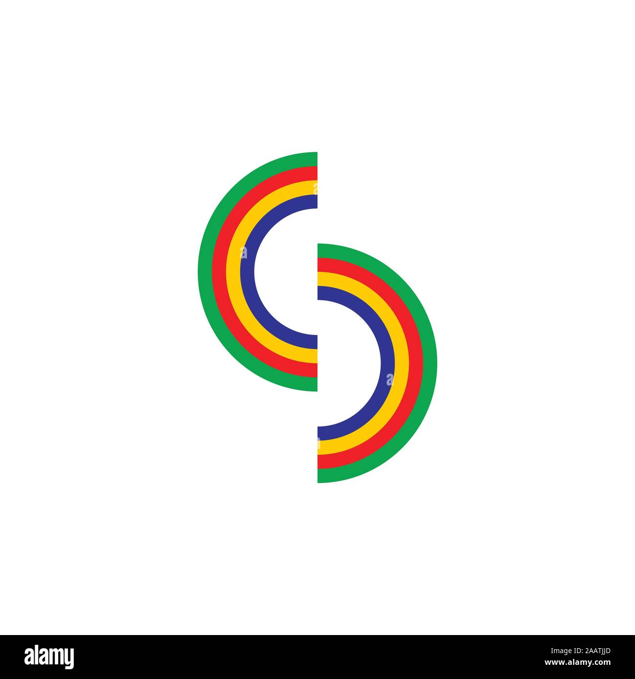 letter cc rainbow stripes logo vector Stock Vector