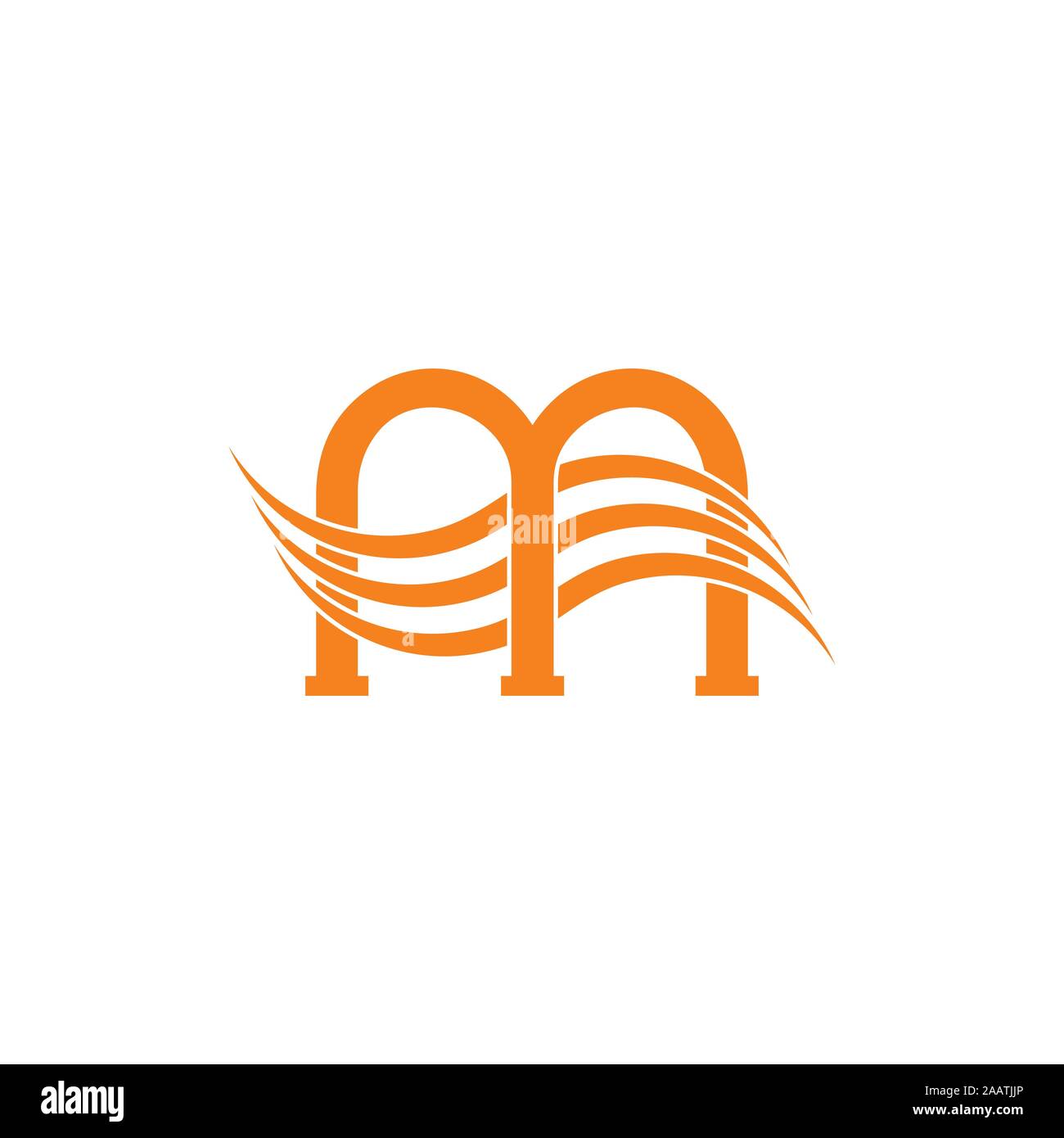 letter m stripes wavy logo vector Stock Vector