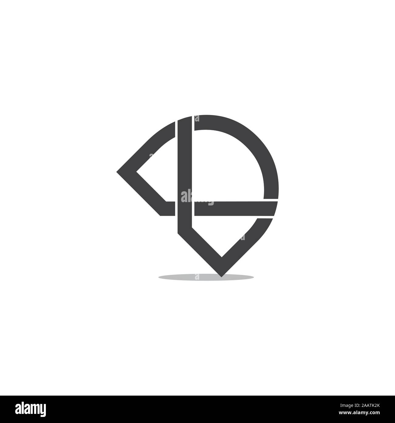 letter dk linked overlapping line shadow logo vector Stock Vector