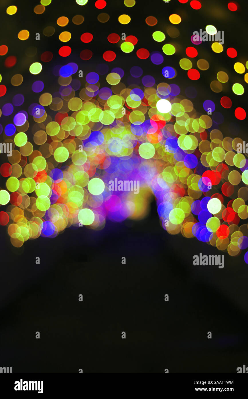 Glitter bokeh lighting effect Colorfull Blurred abstract background for birthday, anniversary, wedding, new year eve or Christmas. Stock Photo