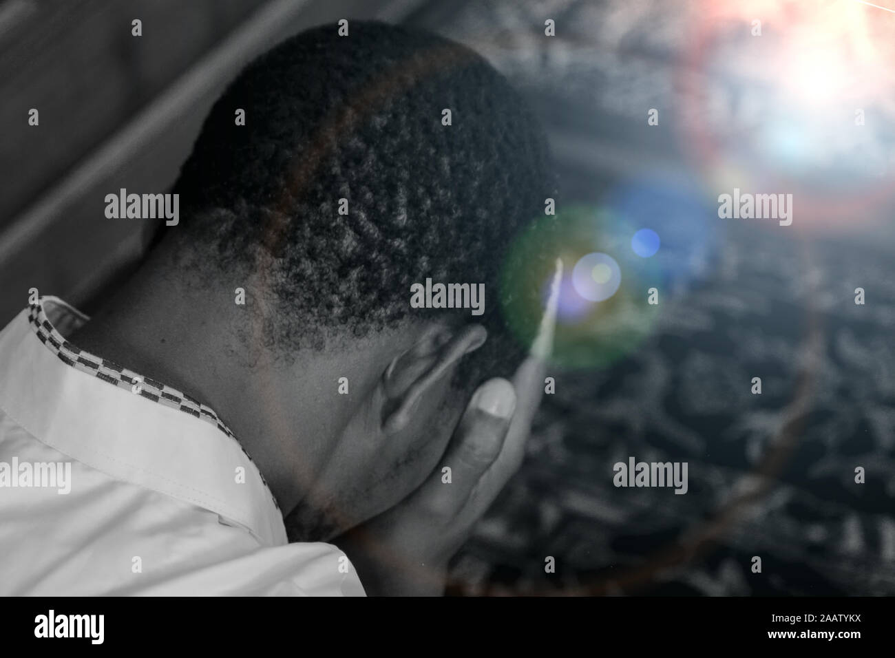Old Muslim man praying Stock Photo