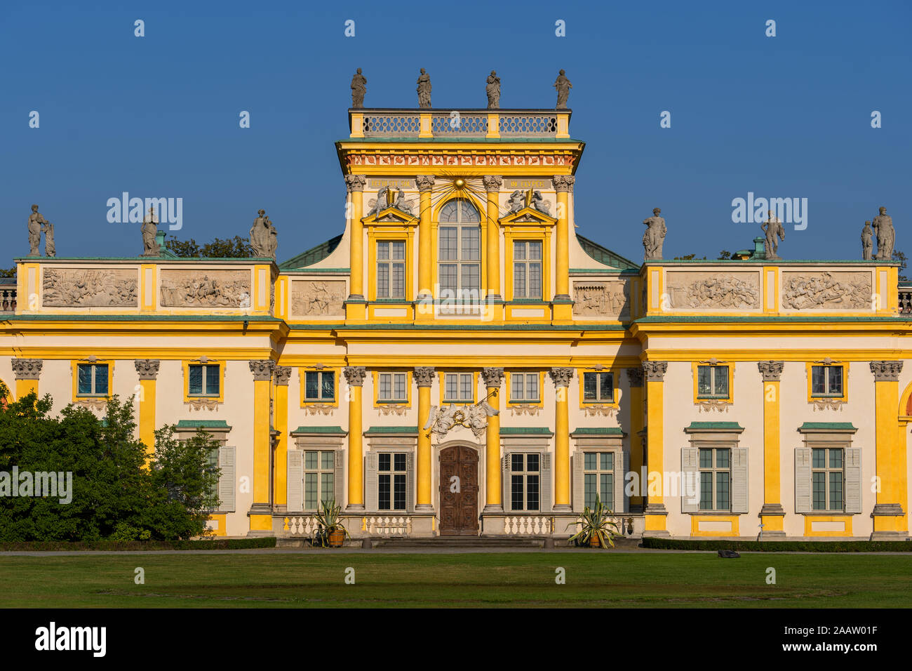 Wilanow Palace (Polish: Palac w Wilanowie) in Warsaw, Poland, King John Sobieski III Baroque royal residence from 17th century. Stock Photo
