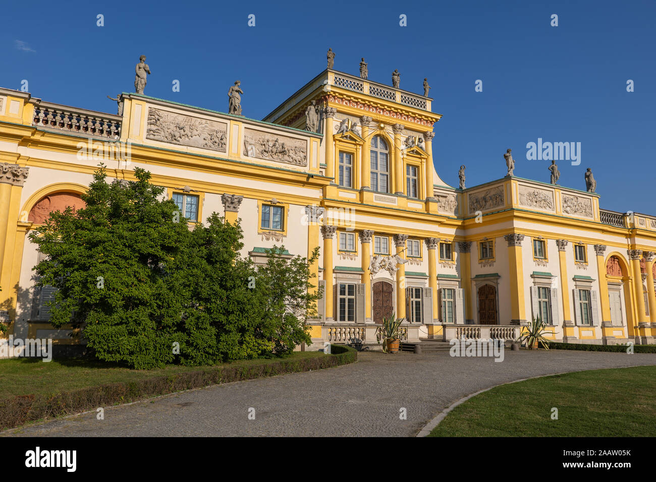 Wilanow Palace in Warsaw, Poland, Baroque style royal residence of King John III Sobieski, 17th century city landmark. Stock Photo