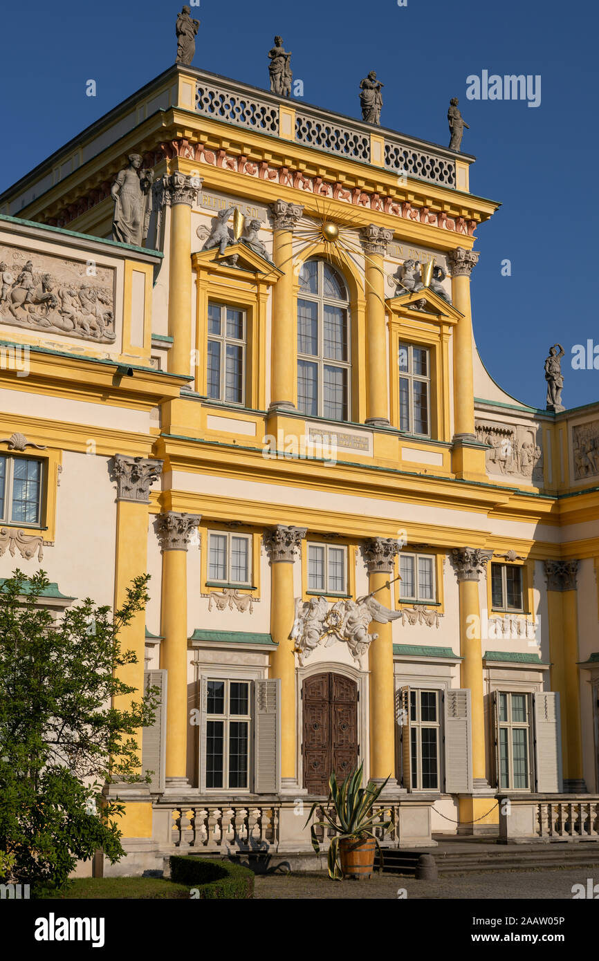 Wilanow Palace in Warsaw, Poland, Baroque style royal residence of King John III Sobieski, 17th century city landmark. Stock Photo