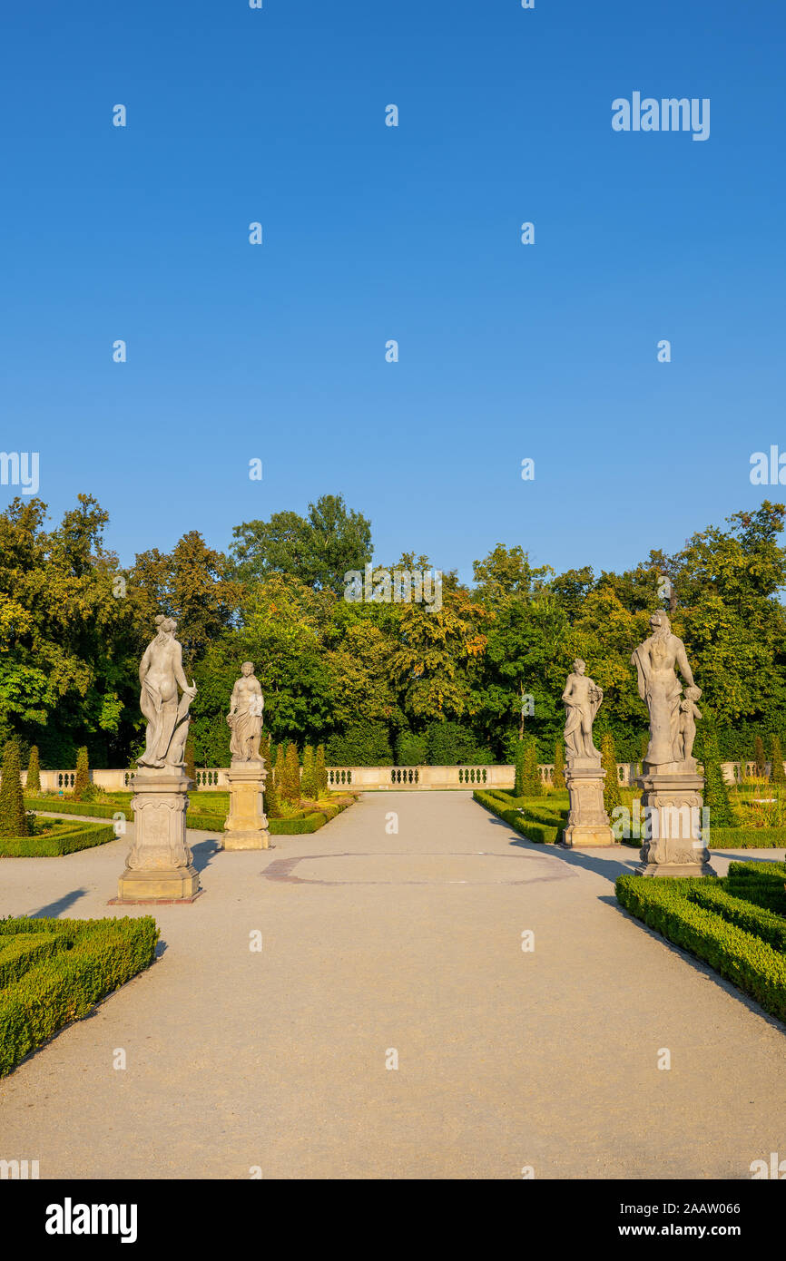 Baroque royal garden in Wilanow Palace in Warsaw, Poland, residence of King John III Sobieski Stock Photo