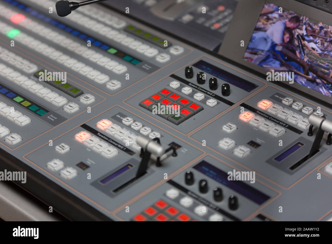 Broadcast studio video and audio switcher mixer Stock Photo Alamy