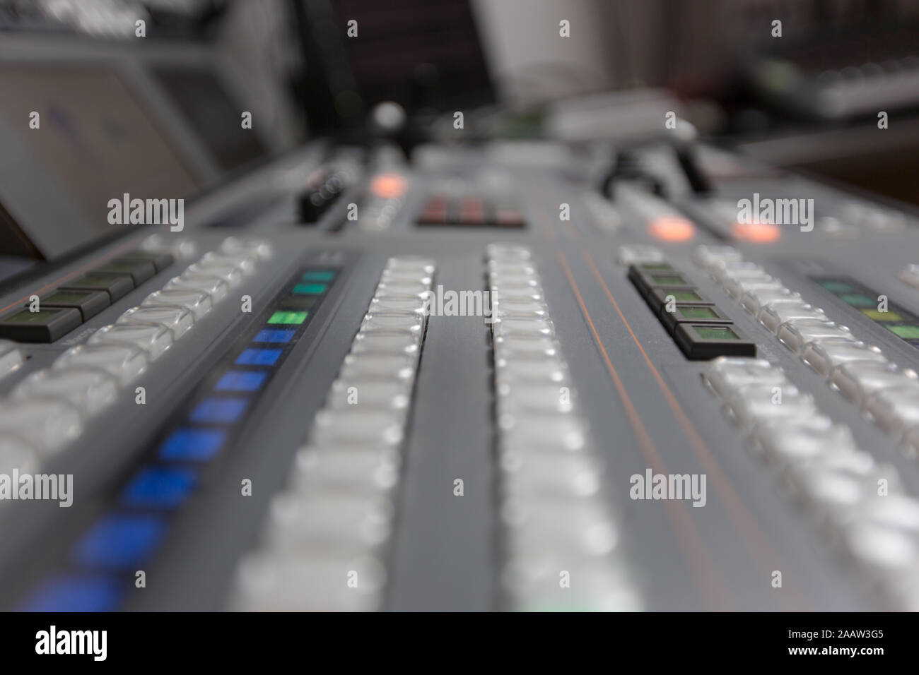 Broadcast studio video and audio switcher mixer Stock Photo Alamy