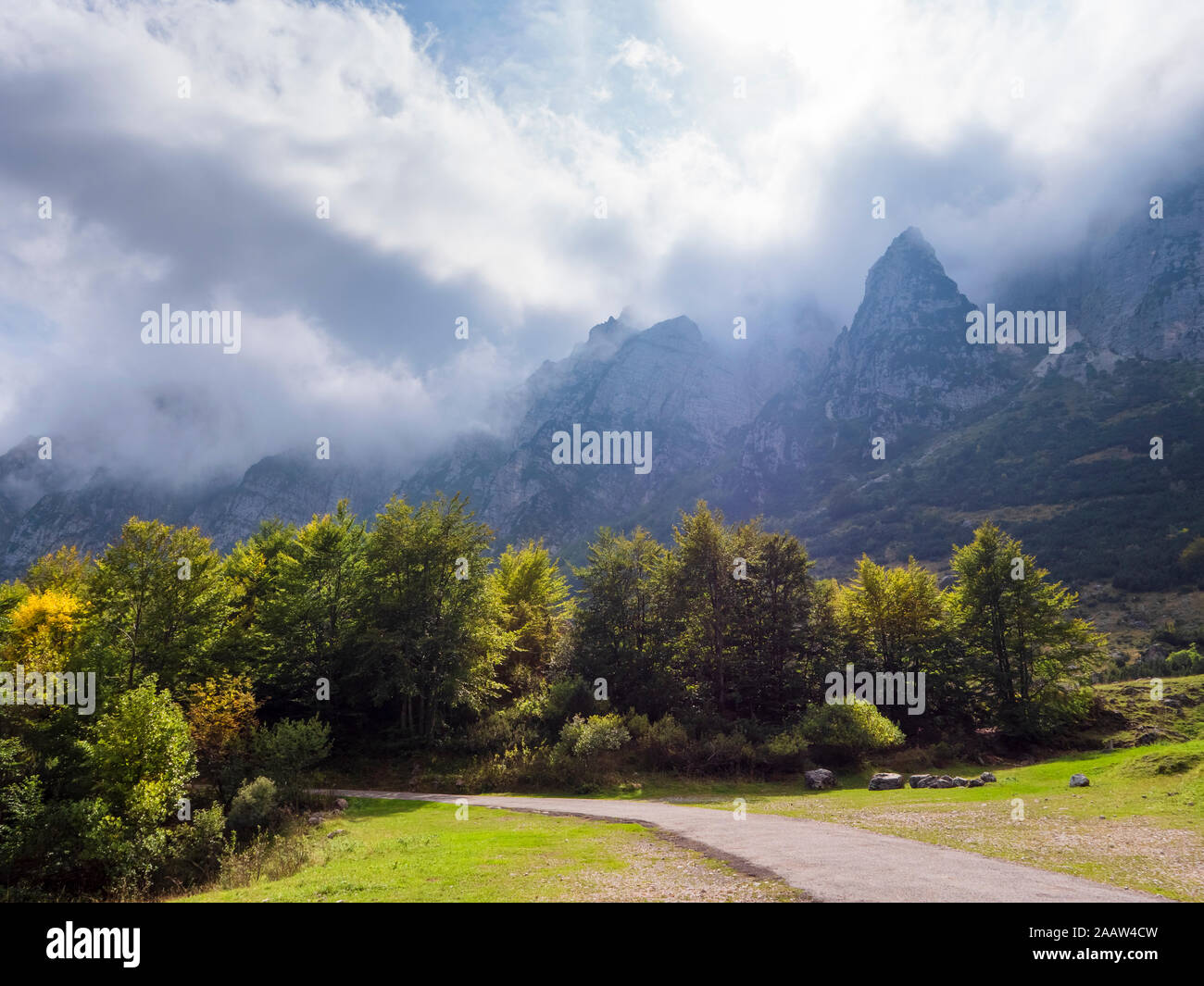 Foggy mountains at Recoaro Terme, Veneto, Italy Stock Photo