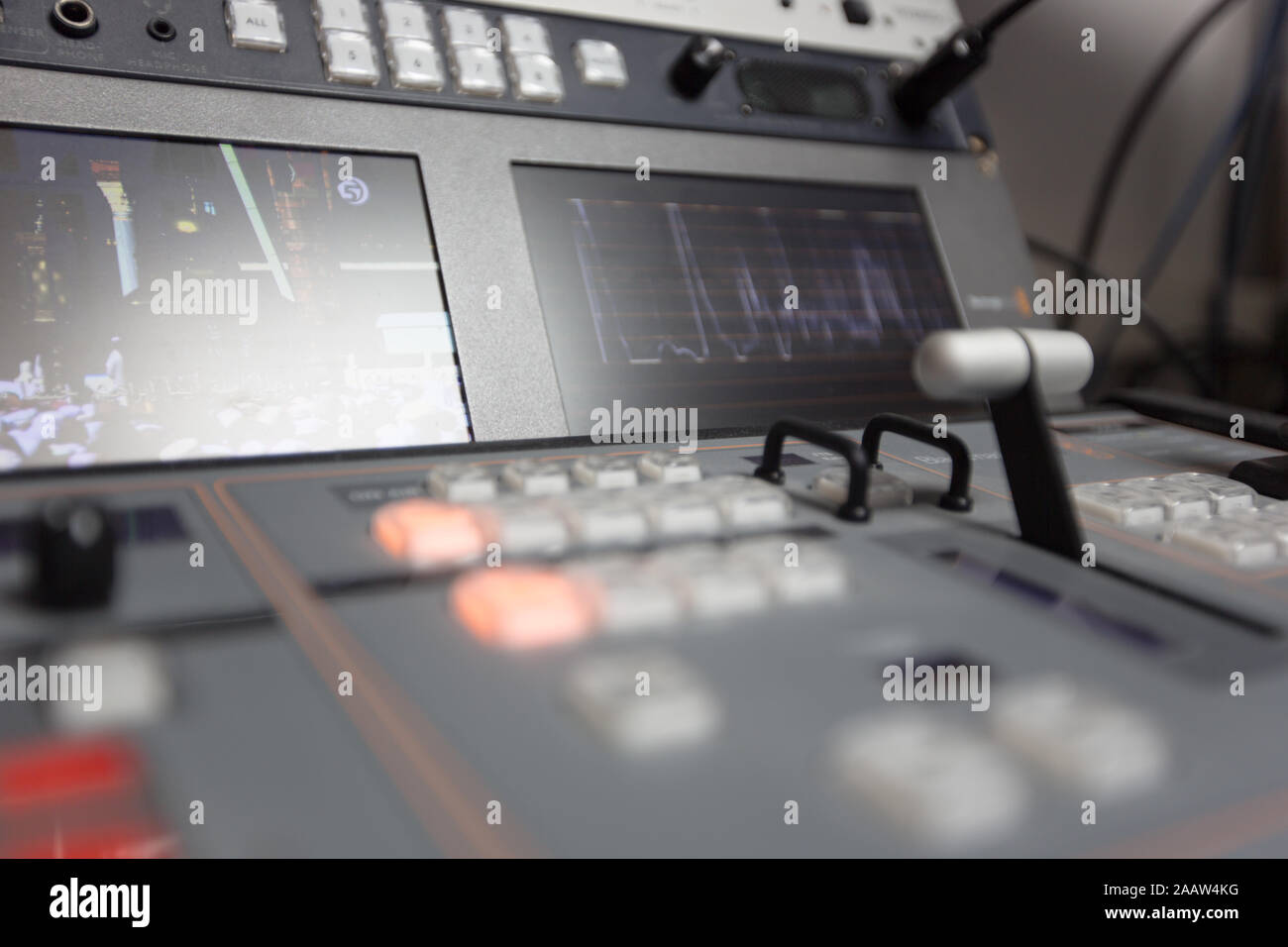Broadcast studio video and audio switcher mixer Stock Photo Alamy
