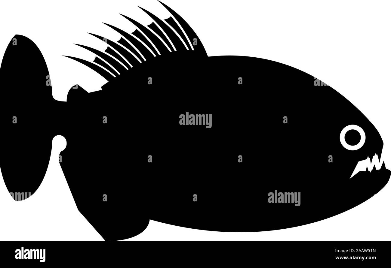 Piranha angry fish icon black color vector illustration flat style simple image Stock Vector
