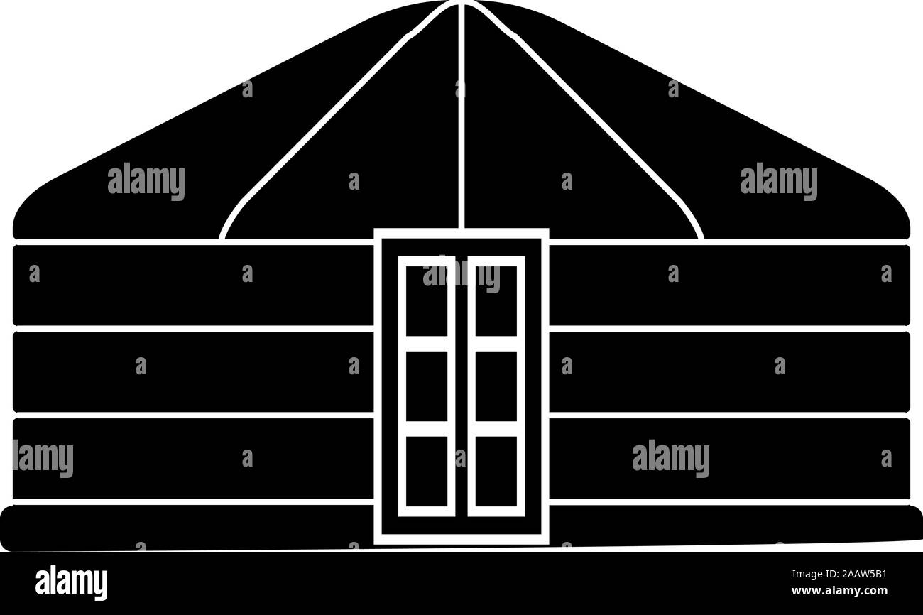 Yurt of nomads Portable frame dwelling with door Mongolian tent covering building icon black color vector illustration flat style simple image Stock Vector