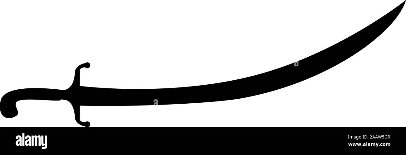 Turkish saber Scimitar Sabre of arabian persian Curved sword icon black color vector illustration flat style simple image Stock Vector