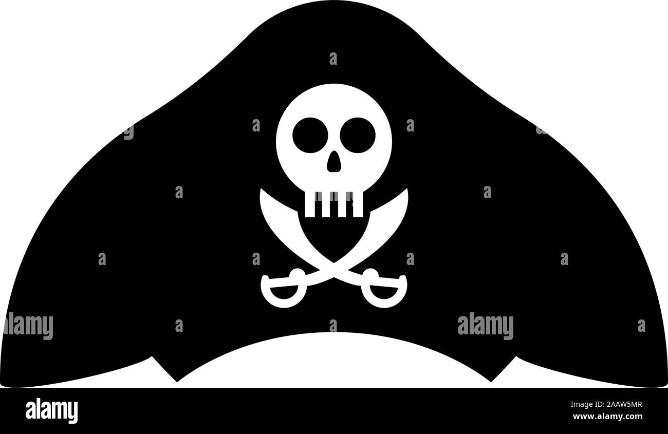 Pirate hat with skull and saber cutlass icon black color vector ...
