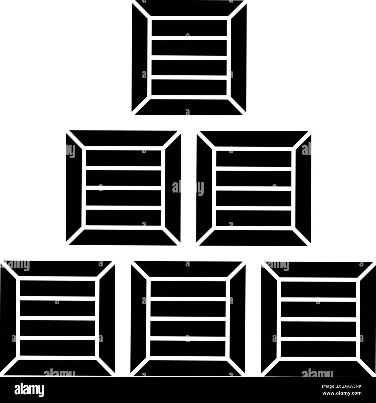 Pyramid crates Wooden boxs Containers icon black color vector illustration flat style simple image Stock Vector