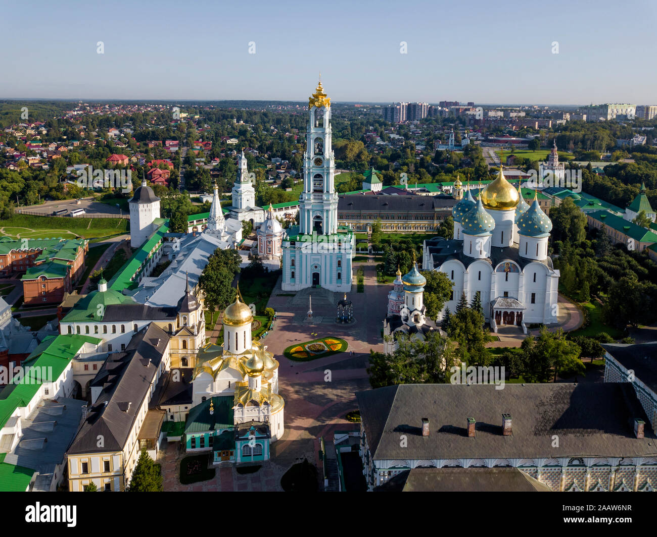 Trinity Lavra Of St. Sergius against clear sky in Sergiev Posad, Moscow, Russia Stock Photo