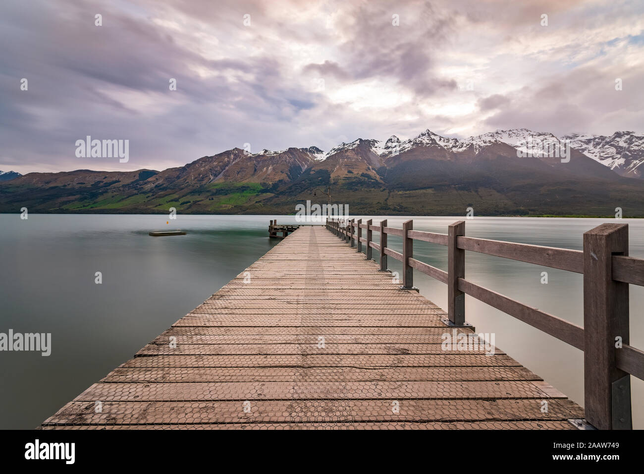 Pier, Glenorchy, South Island, New Zealand Stock Photo