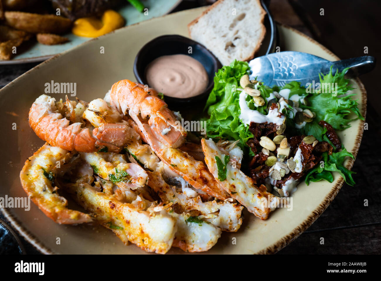 Langoustines Icelandic cuisine made of lobster. Iceland national food