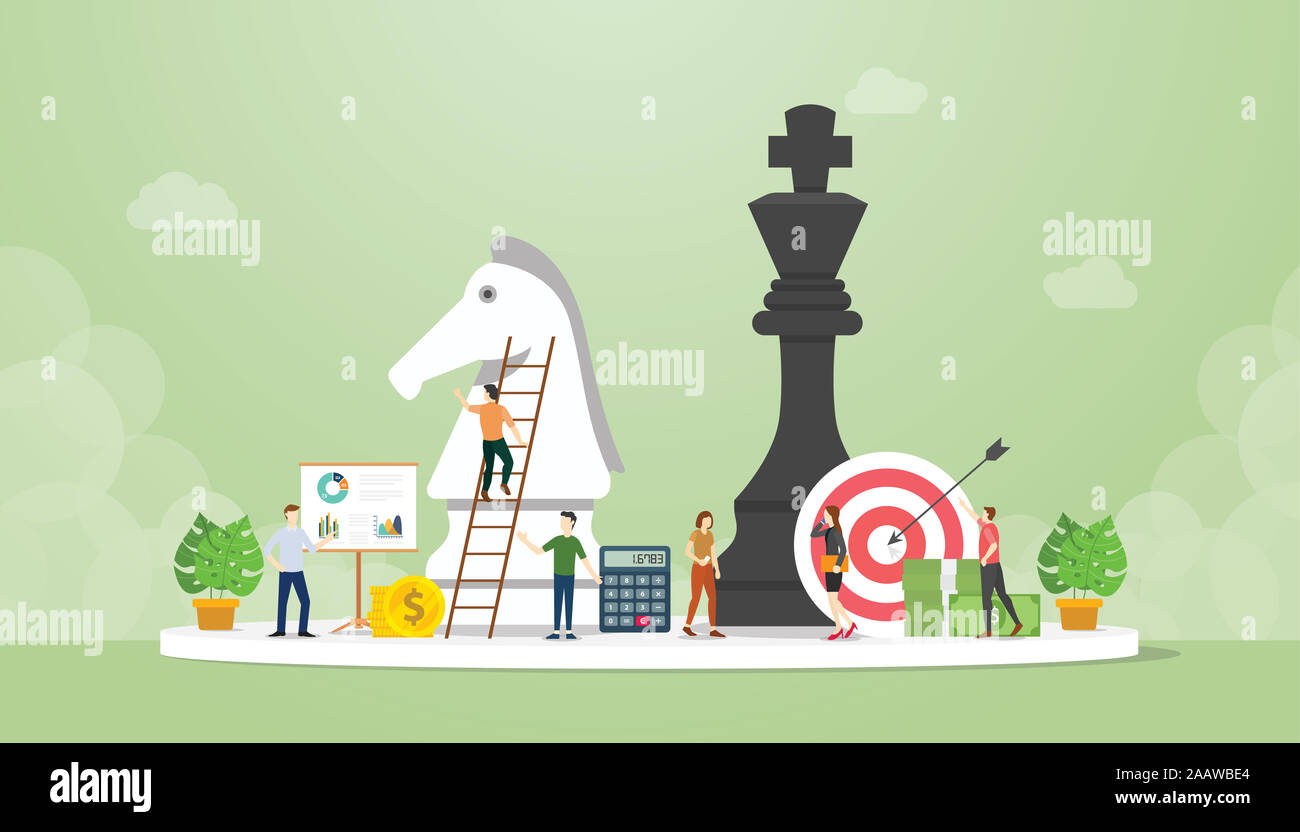 smart business strategy concept with chess pawn with goals and ...