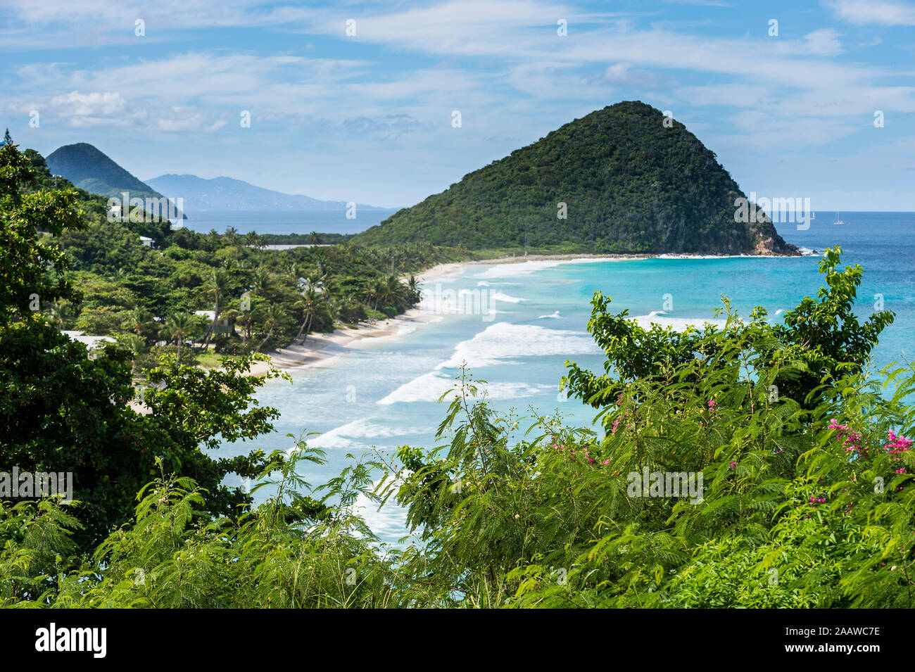 Scenic view of British Virgin Islands against sky during sunny day, Tortola Stock Photo
