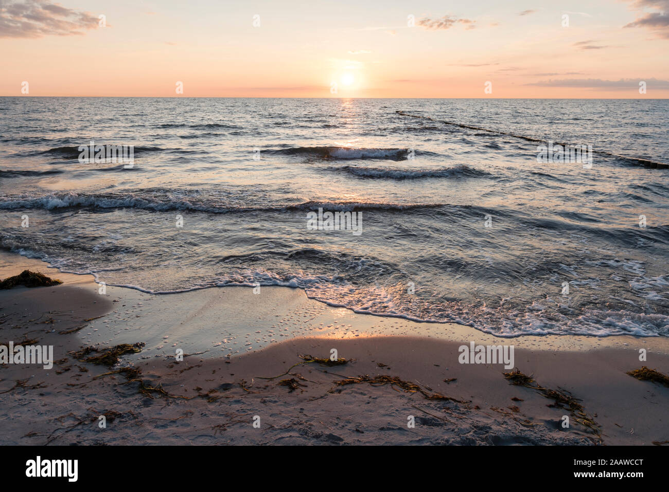 Scenic view of Baltic sea against sky during sunset, Ahrenshoop, Germany Stock Photo