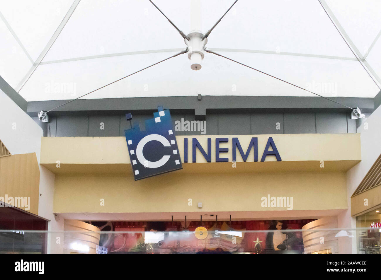 NOV. 2, 2019BAGUIO CITY PHILIPPINES Baguio cinema signage inside SM mall in Baguio City