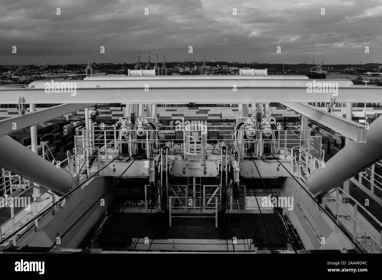 Cargo Cranes in Industrial Port Stock Photo Alamy