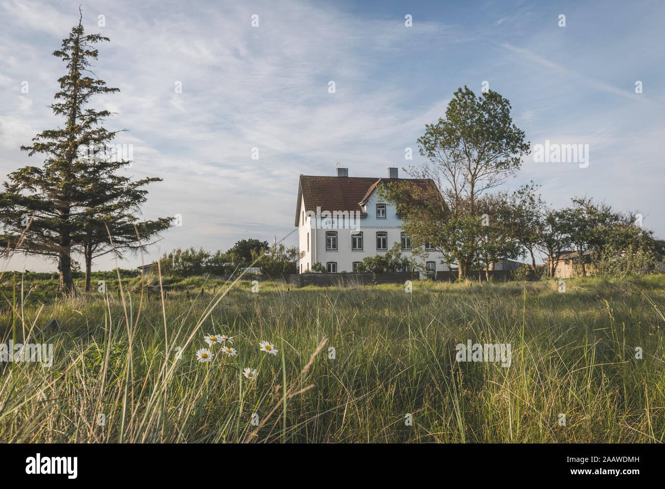 Germany, Schleswig-Holstein, Schleimunde, Former pilotage house seen on peaceful day Stock Photo