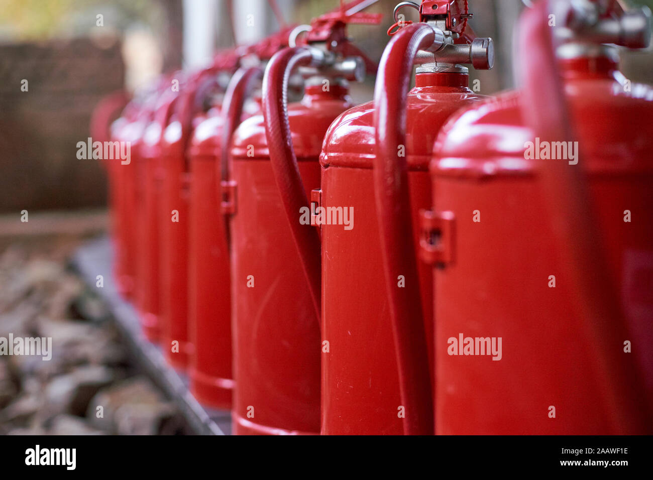 Close-up of fire extinguishers, Mpumalanga, South Africa Stock Photo