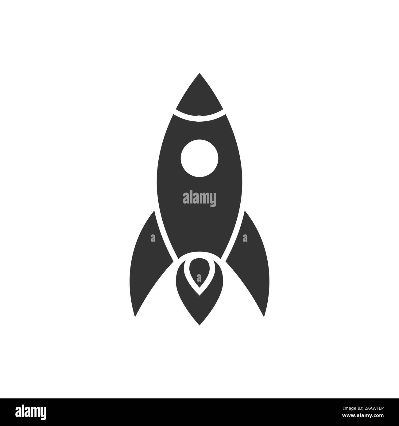 Rocket icon in flat style. Spaceship launch vector illustration on ...