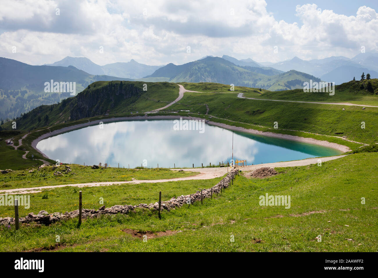 Austria, Tyrol, Kitzbuheler Alps, Kitzbuheler Horn, mountain lake Stock Photo