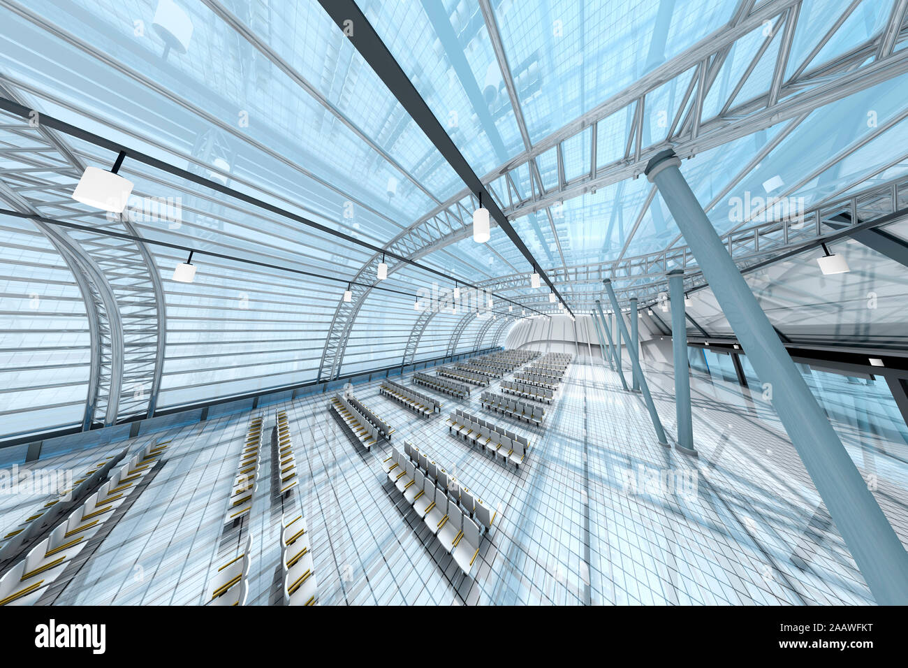 Architecture visualization of modern airport Stock Photo