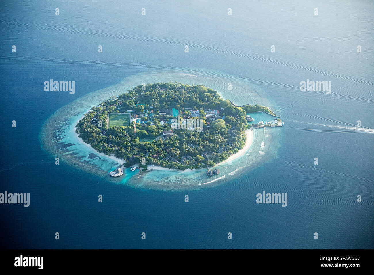 Aerial view of Maldives Stock Photo