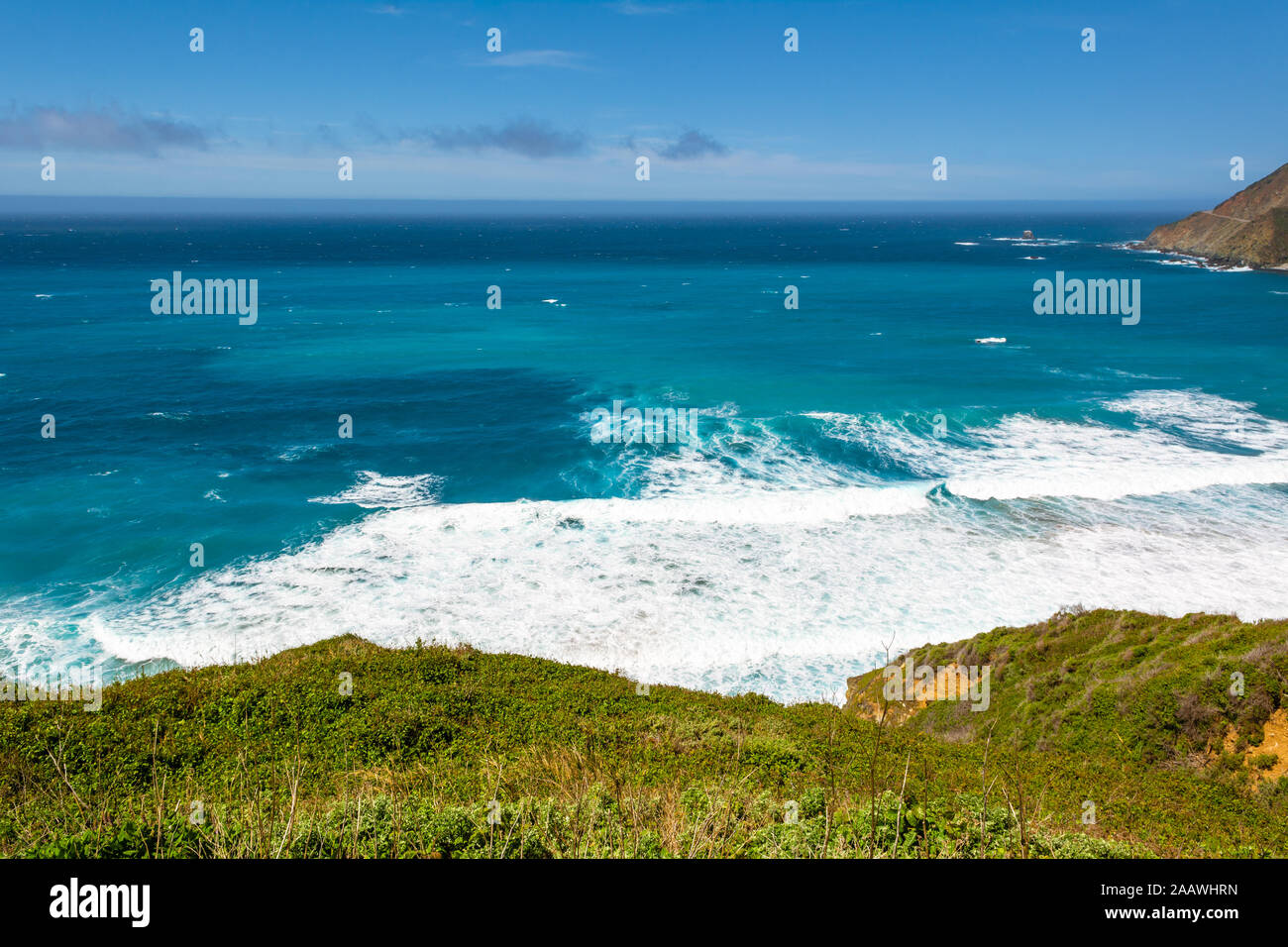 The Pacific coast and ocean at Big Sur region. California landscape ...