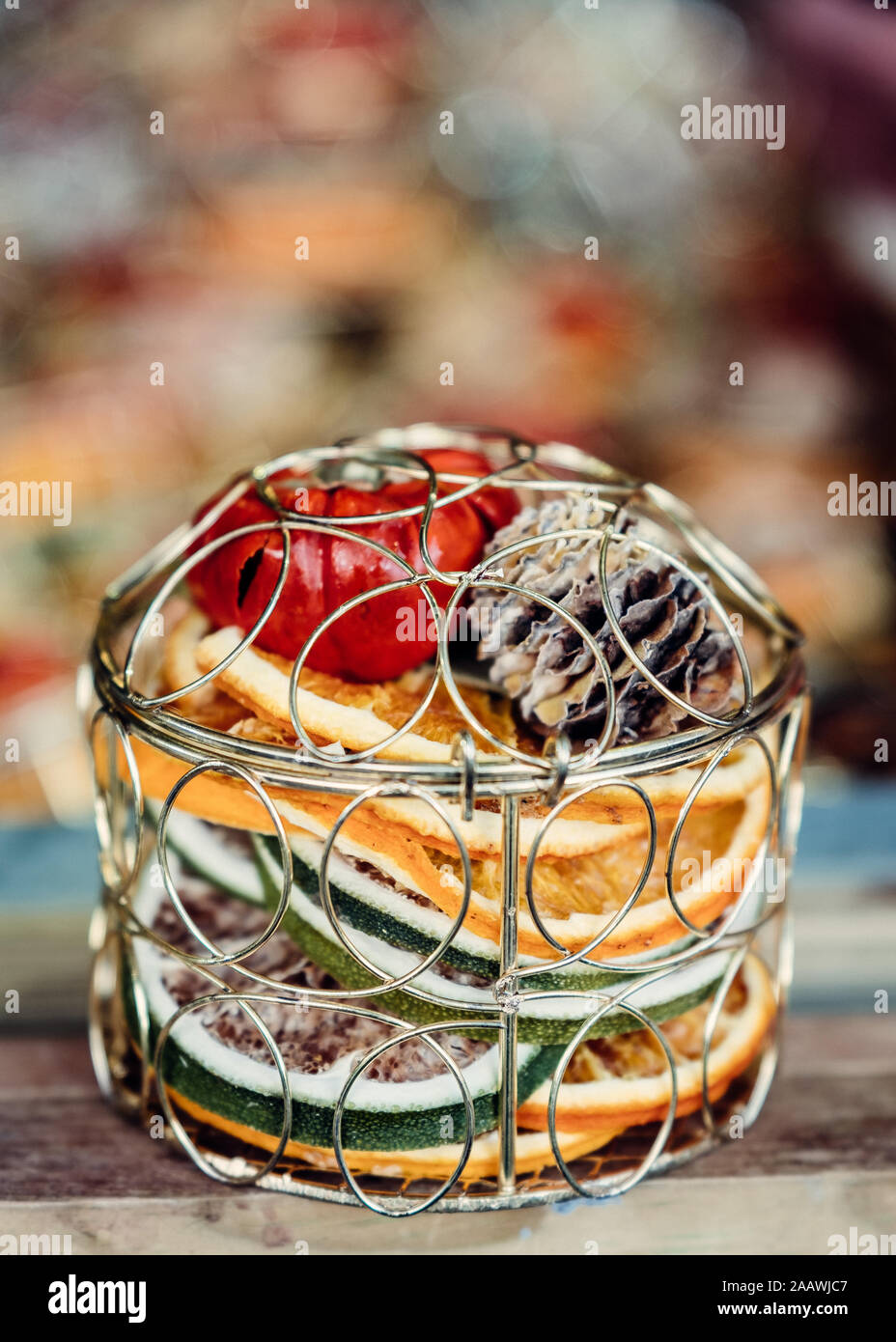 Christmas dried fruit garlands on sale at Waddesdon Manor Christmas Market Stock Photo Alamy