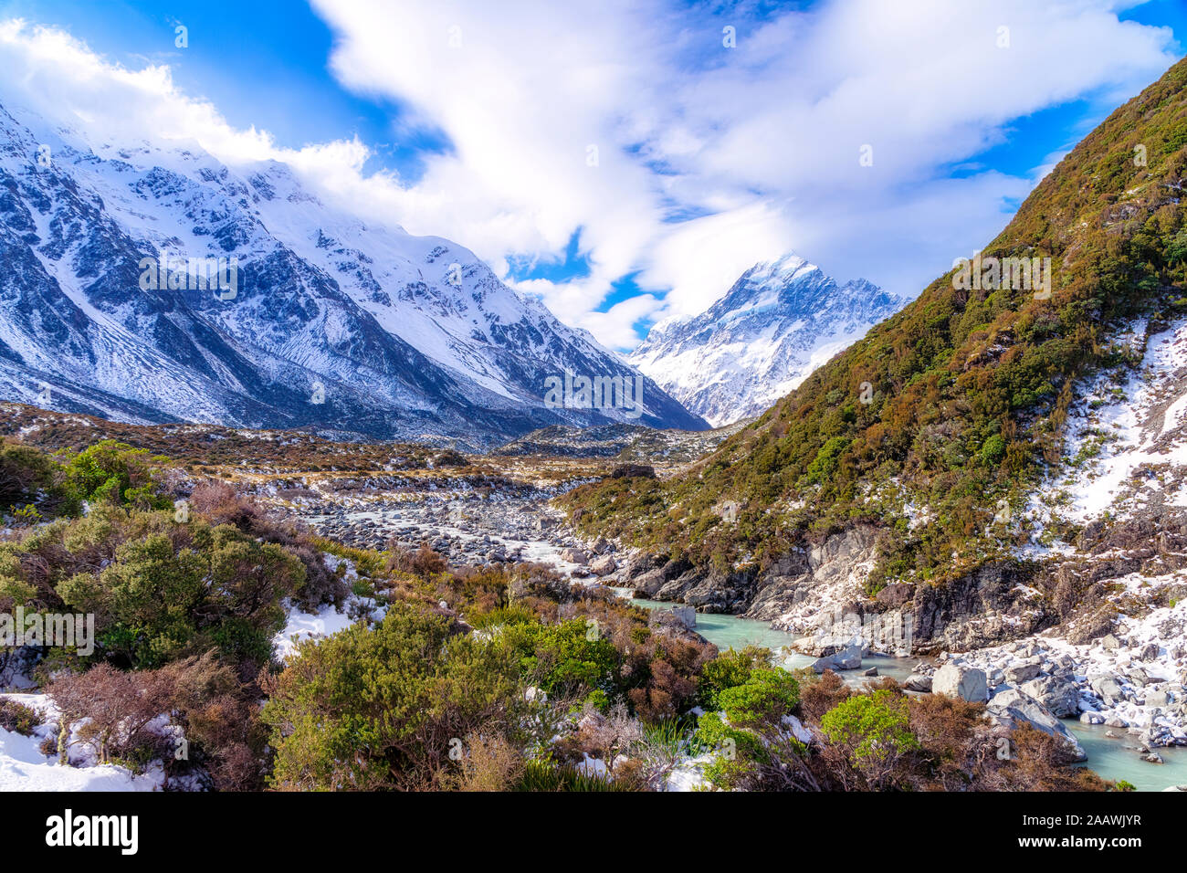 New Zealand, South Island, Scenic mountainous landscape Stock Photo - Alamy