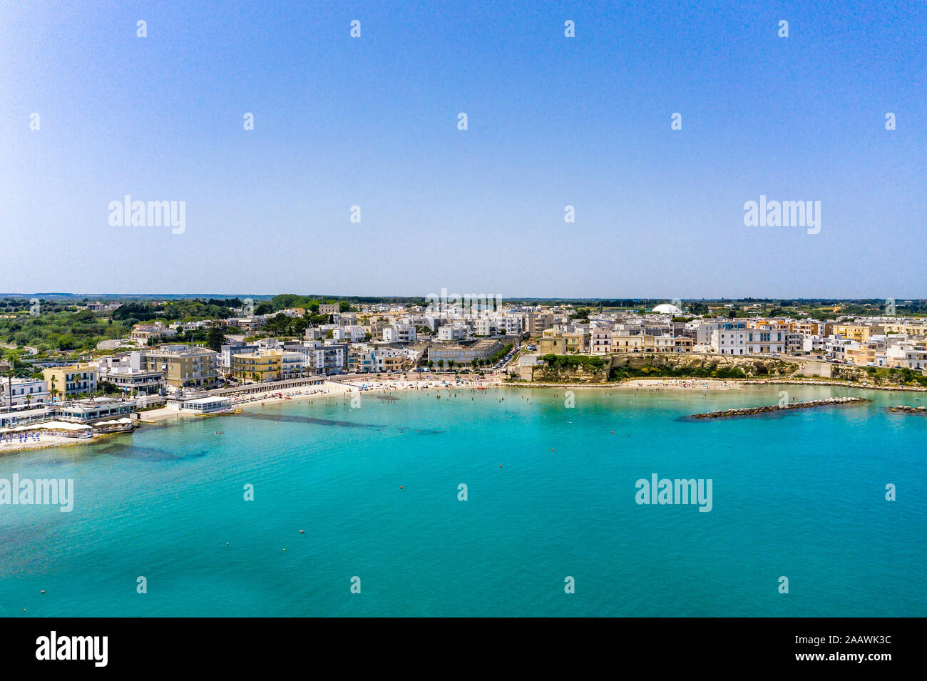 Italy, Apulia, Lecce, aerial view of coast Stock Photo