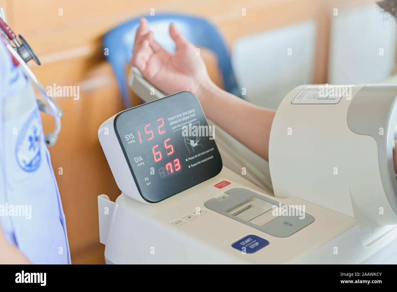 Blood pressure gauge show Hypertension or High Blood Pressure checking