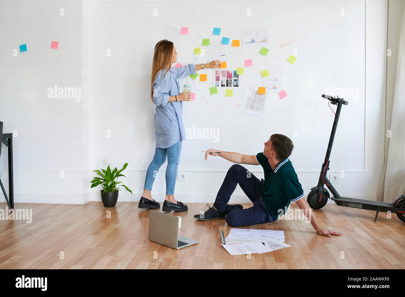 Young business people brainstorming in an office Stock Photo