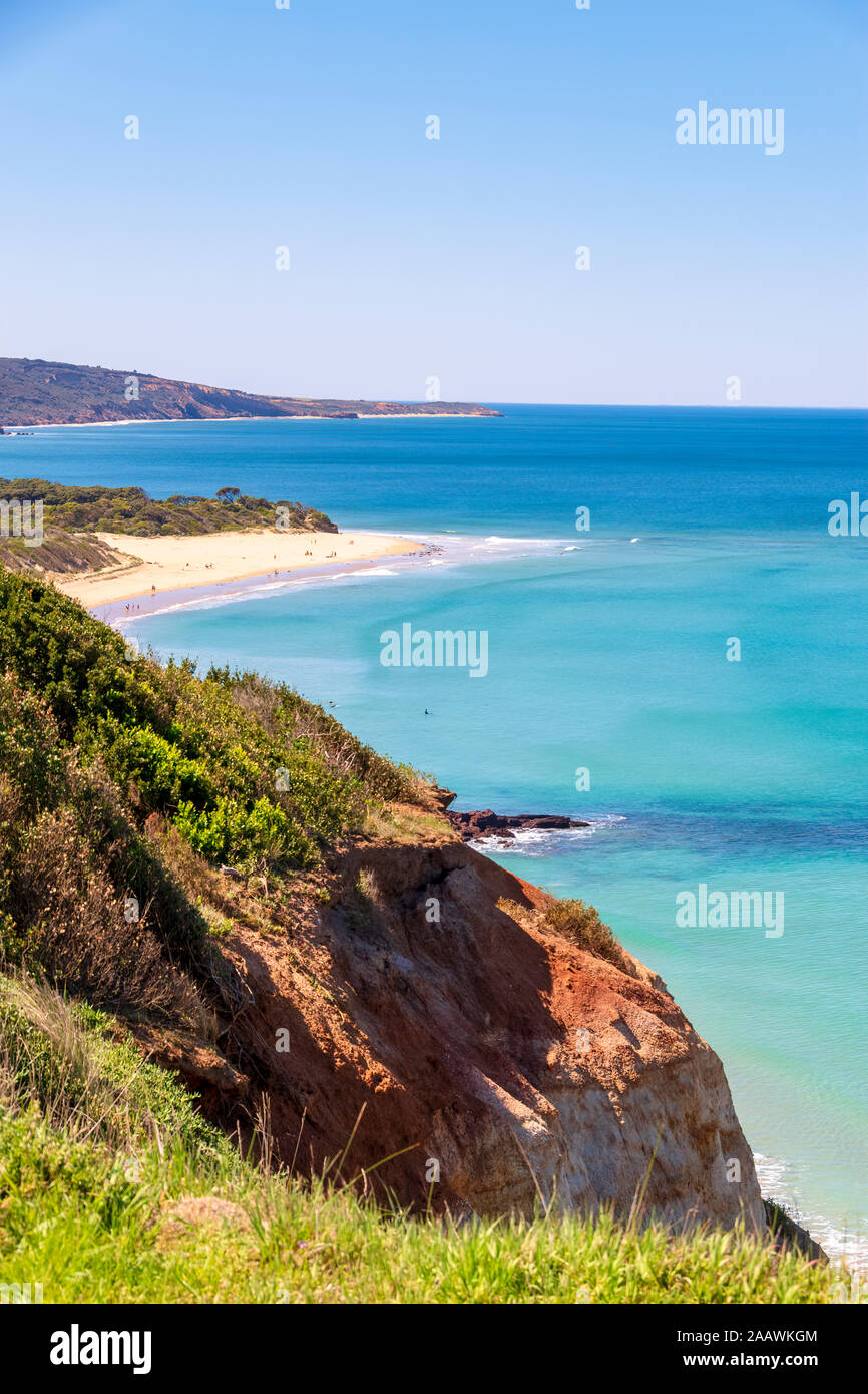 Scenic view of sea in Melbourne against sky during sunny day, Victoria, Australia Stock Photo