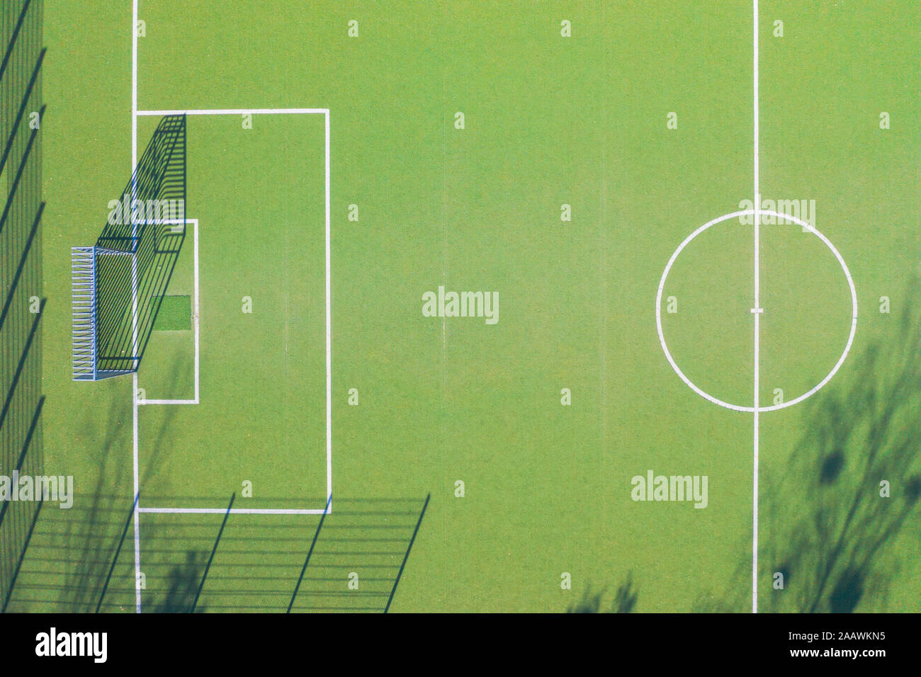Aerial view of soccer field Stock Photo Alamy