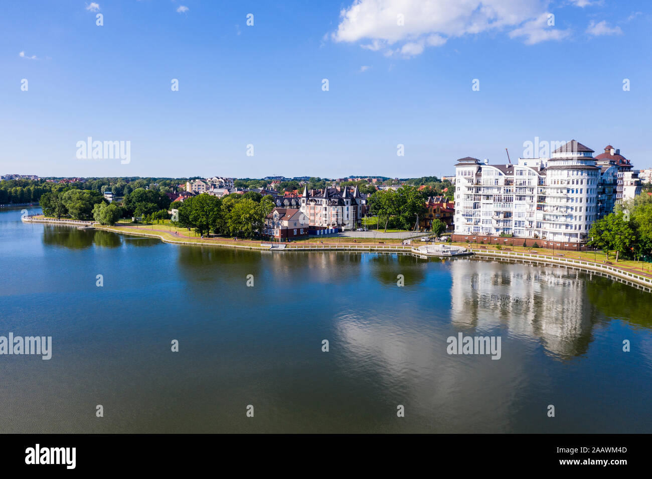 Scenic view of Upper pond against sky, Kaliningrad, Russia Stock Photo