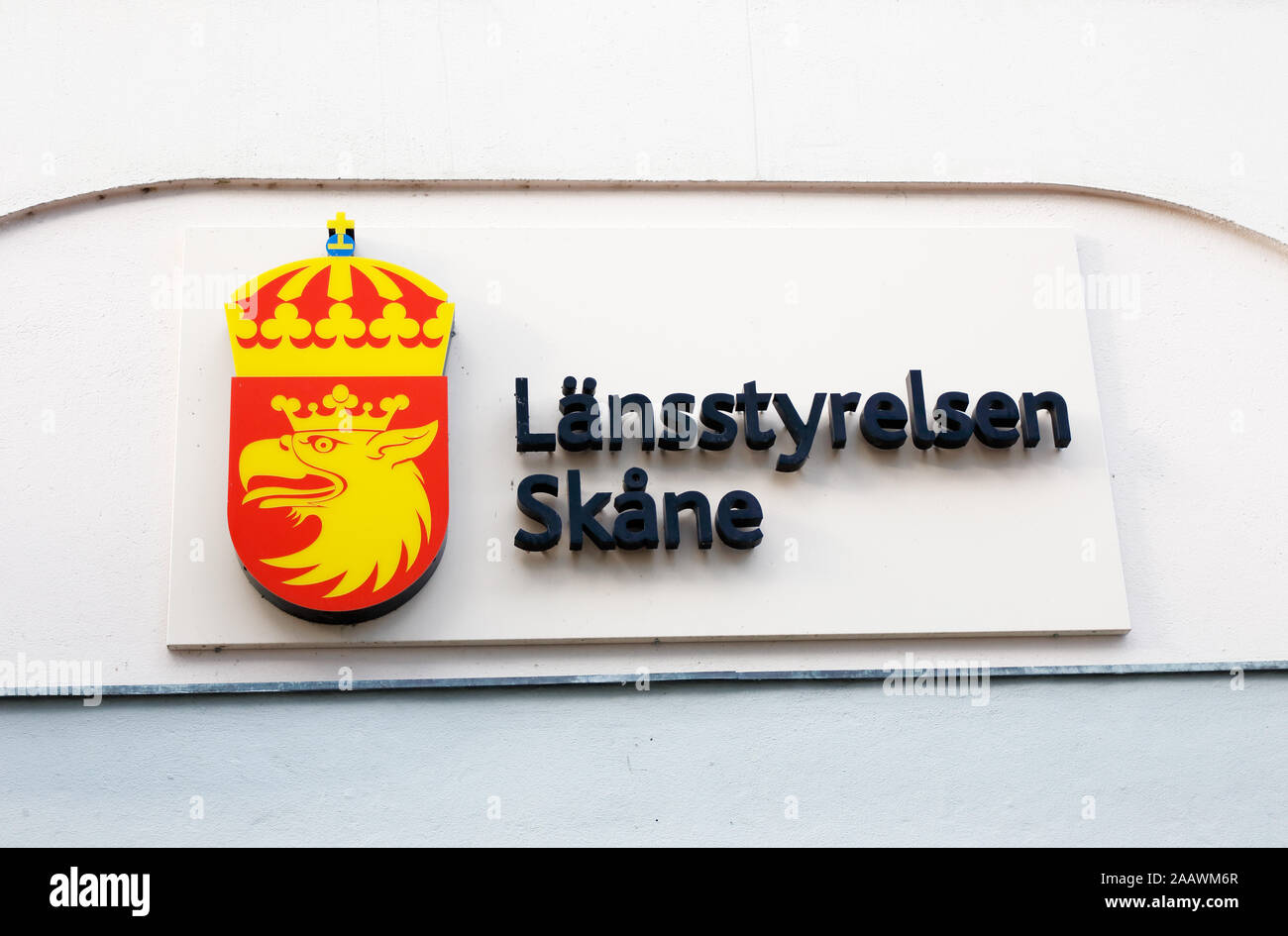 Malmo, Sweden - September 3, 2019: The sign outside the County Administrative Board of Skane office. Stock Photo