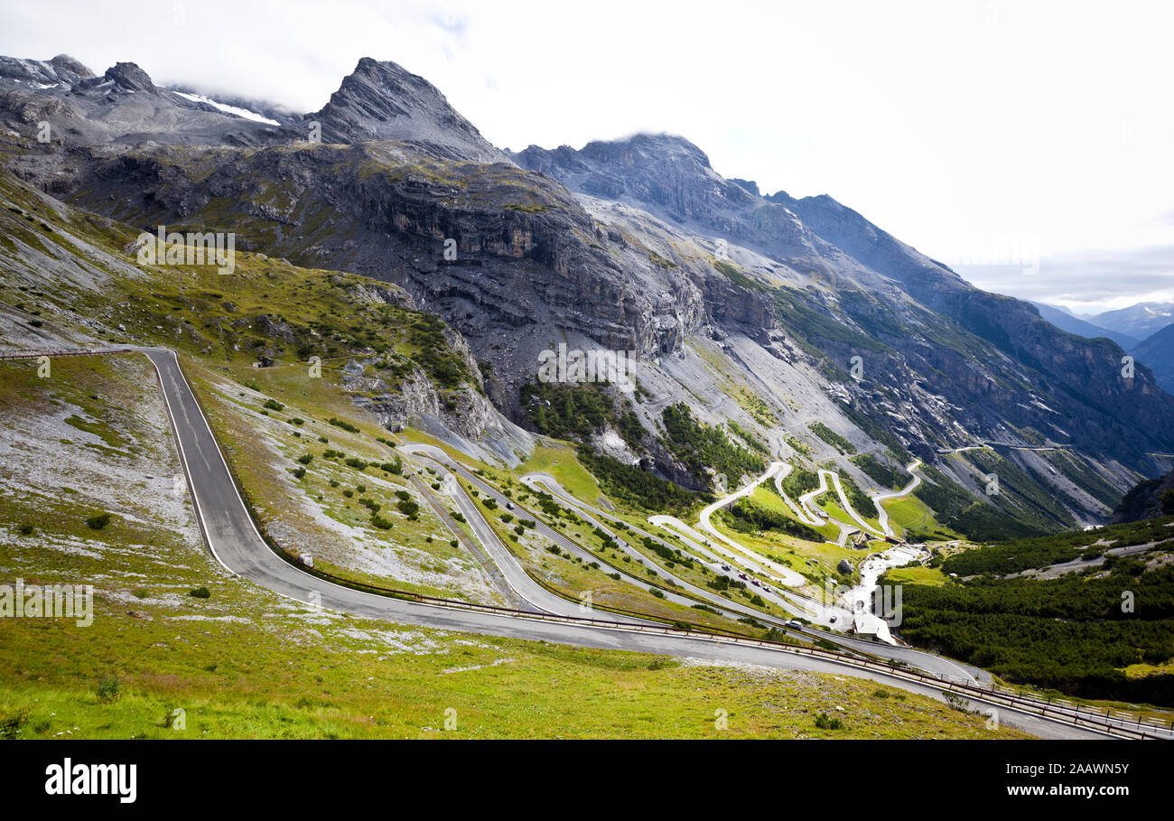 WInding road, Stelvio Pass, Trentino-Alto Adige, Italy Stock Photo