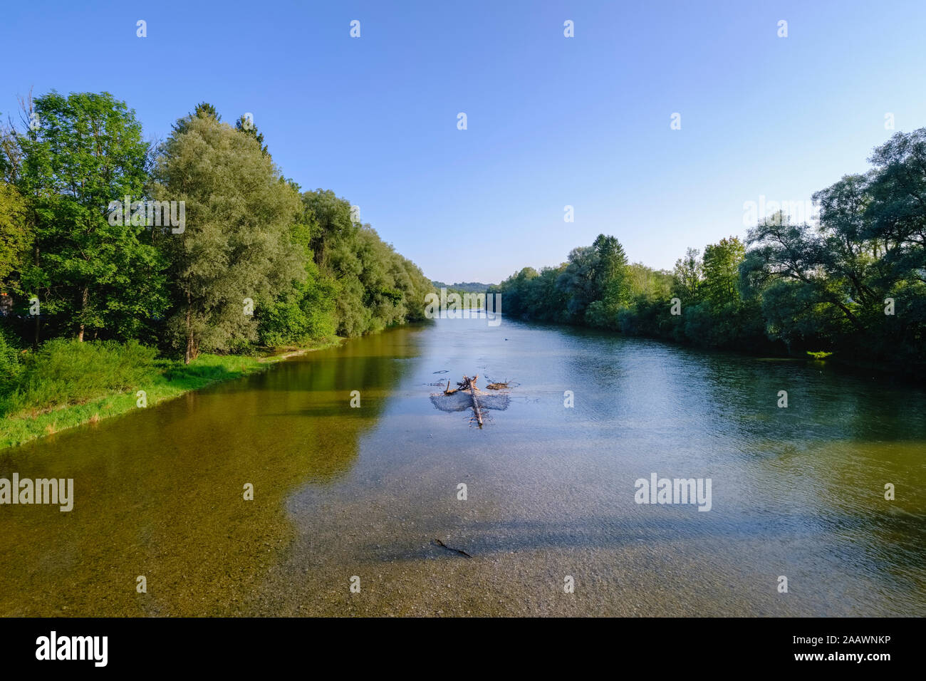 Germany, Bavaria, Schftlarn, scenic view of Isar river Stock Photo