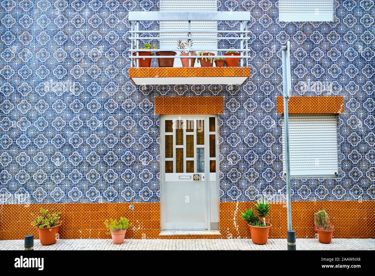 Portugal, Porto, Afurada, Front view of unique ornate house facade Stock Photo