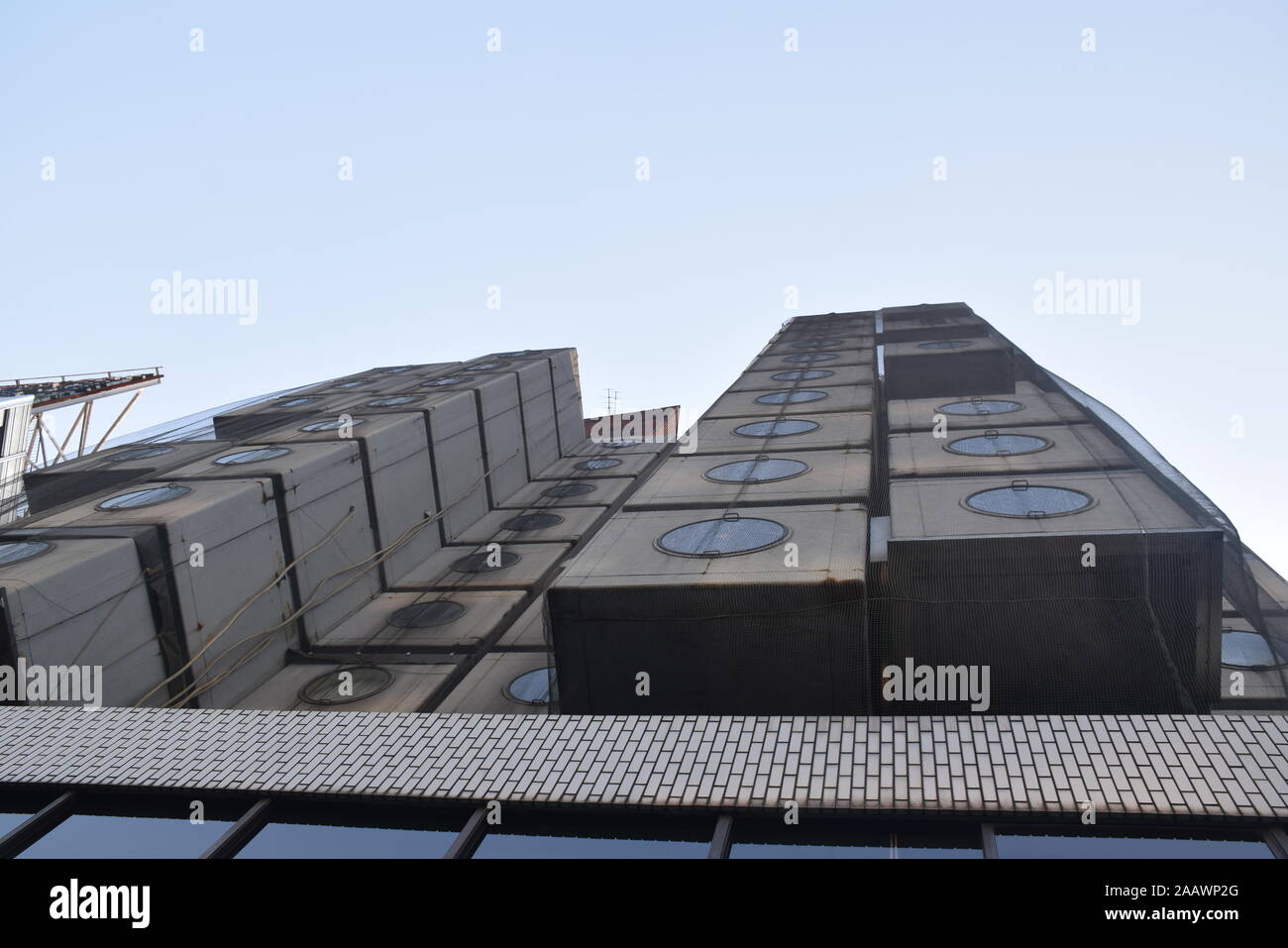 The exterior of Nakagin capsule hotel in Shimbashi area, Tokyo - Japan ...