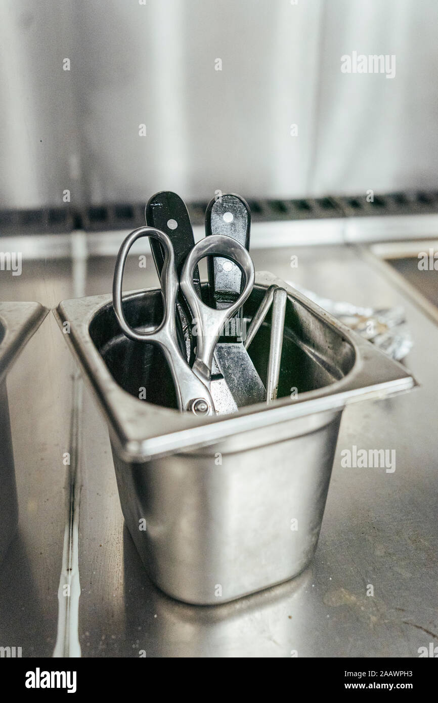 Cooking utensils in a bowl Stock Photo
