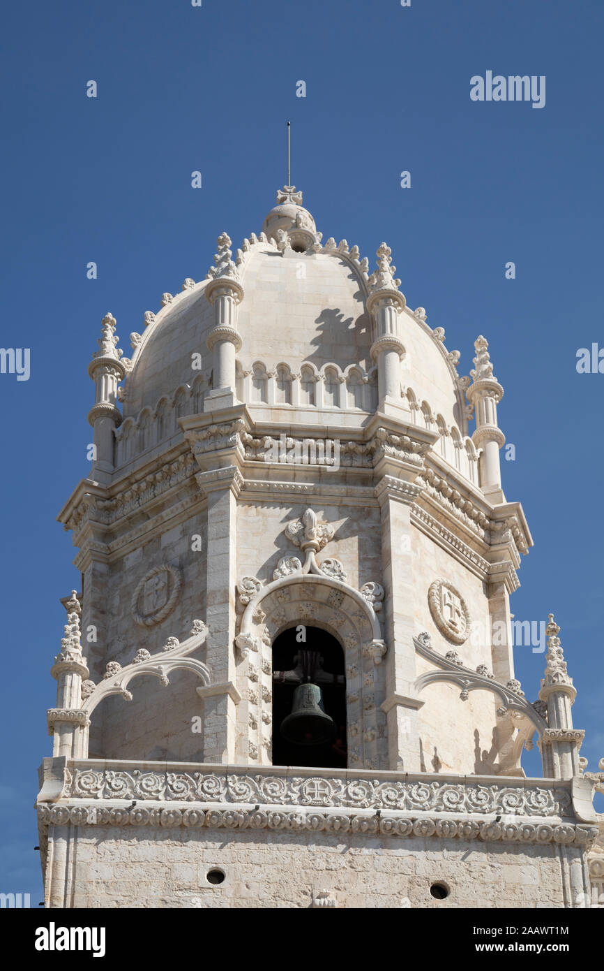 Low angle view of Mosteiro Dos Jeronimos against clear sky, Lisbon, Portugal Stock Photo