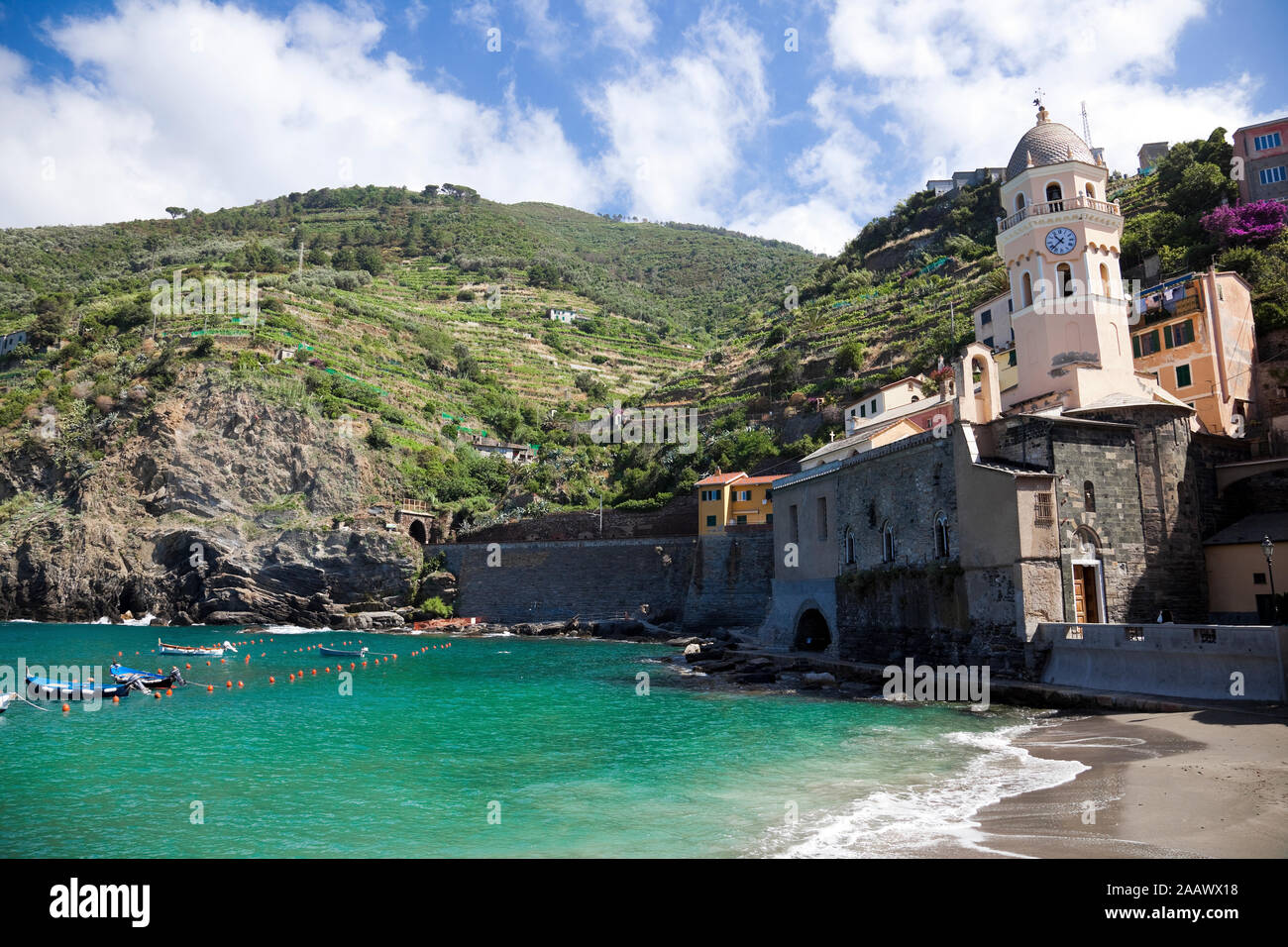 Coast at Vernazza, Cinque Terre, Italy Stock Photo