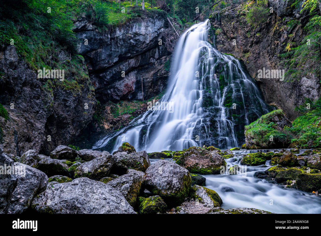 Scenic view of Gollinger Wasserfall, Tennengau, Salzburg Stock Photo